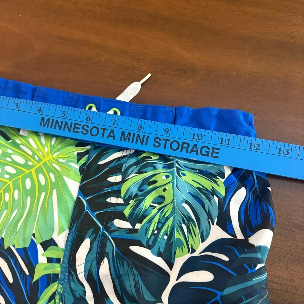 Arizona Boys Medium 10/12 Colorful Swim Trunks Blue Green With Liner